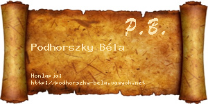 Podhorszky Béla névjegykártya