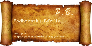 Podhorszky Béla névjegykártya